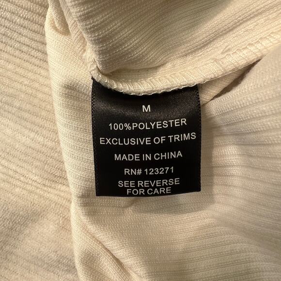 J for Justify Corduroy Button Down Shirt Ivory Cream Long Sleeve Size M - Picture 6 of 7